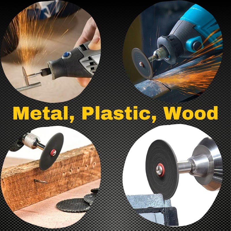 Drilax Rotary Tool Cutting Discs for Metal 25 Pcs Cut Off Wheels for Rotary Cutting Tool, Double Fiberglass Reinforced Cut Off Tool Set with 2 Pcs Mandrels Compatible with Dremel Cutting Discs - Image 4